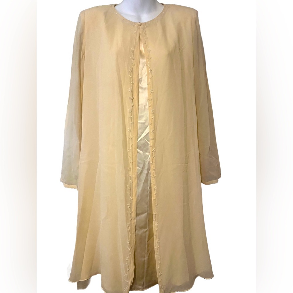Vintage formal beige and white dress